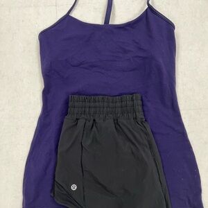 Lululemon Set Size 8 Hotty Hot Shorts 2.5” Black + Lululemon Purple Tank Top